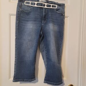 Angels Women's Ankle Jeans in Classic Blue